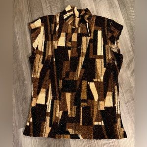 G Wheels Womens Tank Top Size Small  Metallic Sleeveless -turtleneck 90s